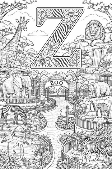 Zoo Map Letter Z coloring page