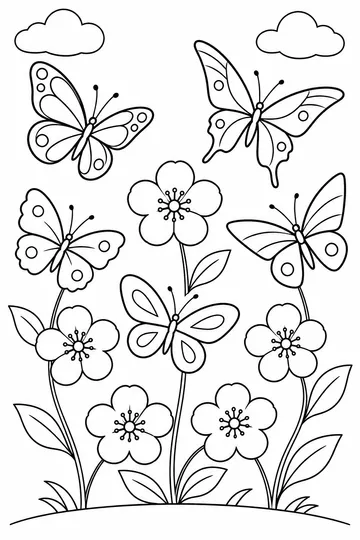 Spring Butterflies coloring page