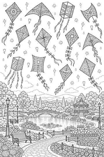 Kite Festival Zentangle coloring page