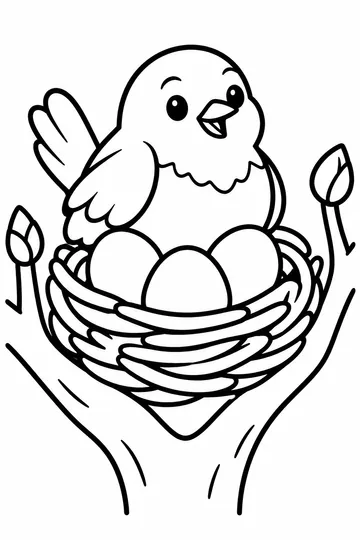 Bird and Nest coloring page