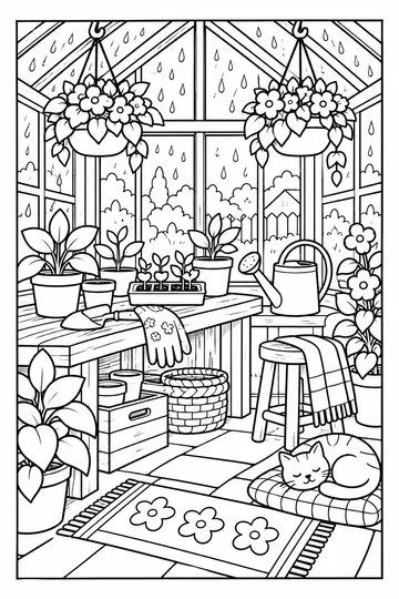 Spring Greenhouse coloring page