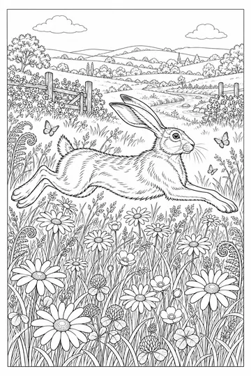 March Hare in the Meadow coloring page
