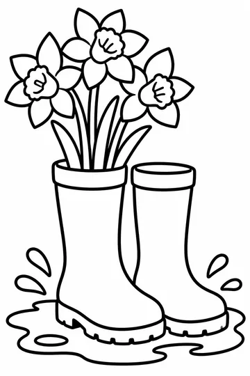 Spring Rain Boots coloring page