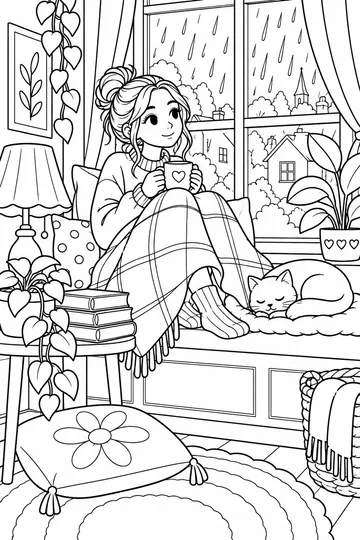 Rainy Day In coloring page