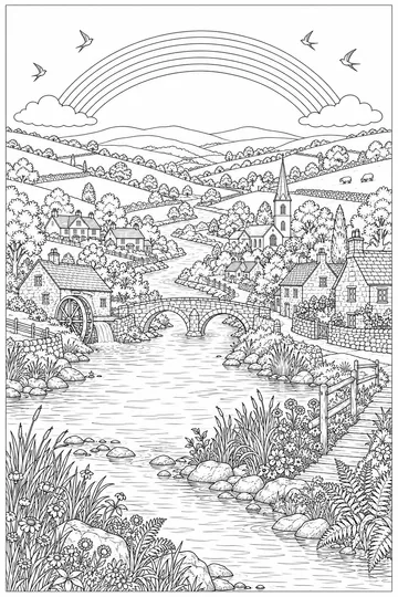 Rainbow Landscape coloring page