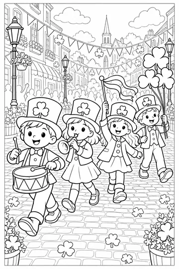 Shamrock Hat Parade coloring page