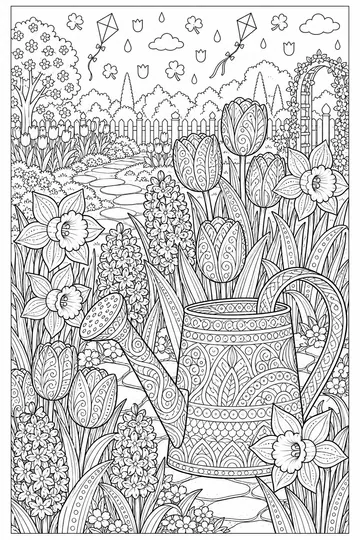 Spring Garden Zentangle coloring page