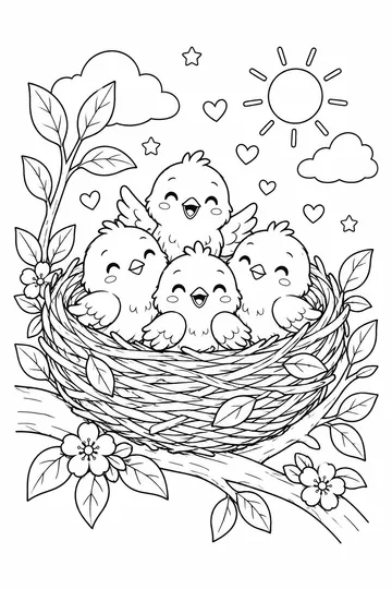 Baby Birds coloring page