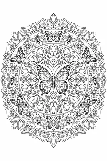 Butterflies Mandala coloring page