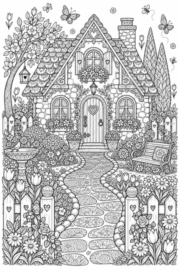 Cottage Garden Zentangle coloring page