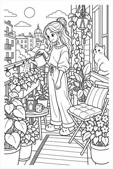 Balcony Garden coloring page