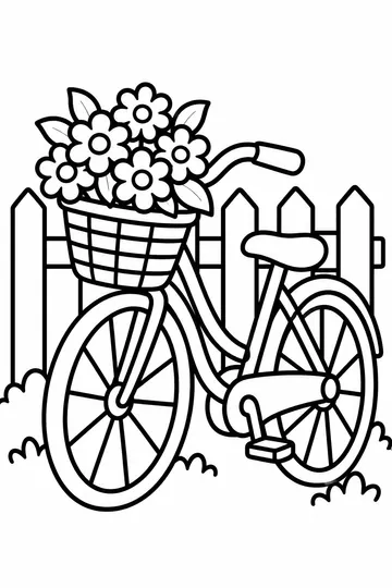 Bicycle with Flowers coloring page