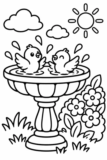 Bird Bath coloring page