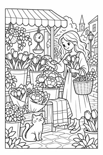 Flower Market coloring page