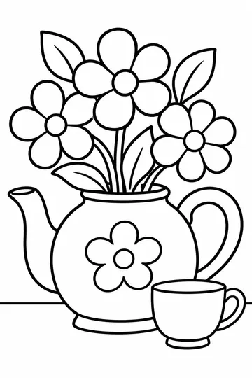 Teapot Garden coloring page