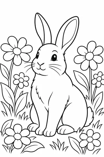Rabbit in the Meadow coloring page