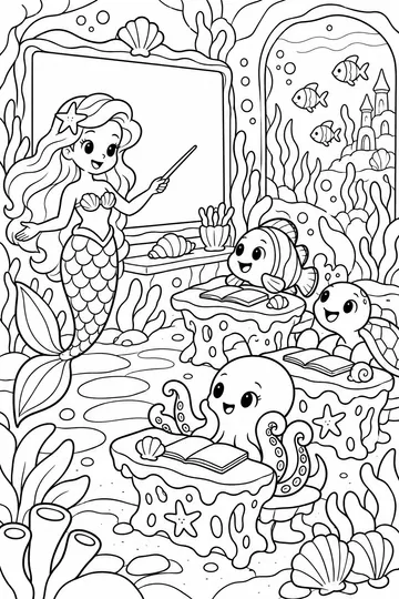 Mermaid School coloring page
