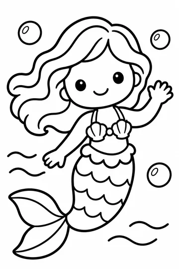 Little Mermaid Waving coloring page