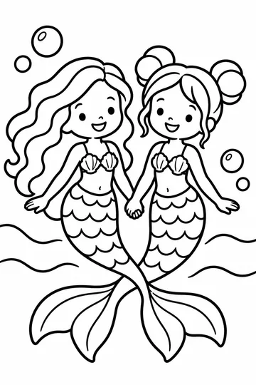 Mermaid Sisters coloring page