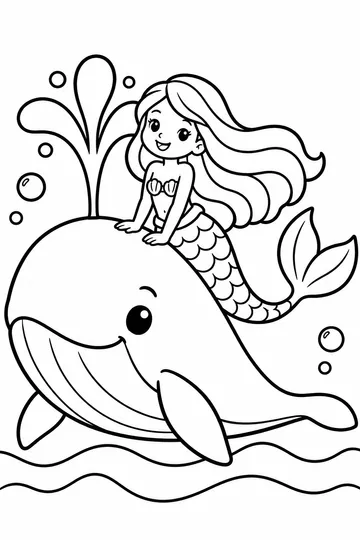 Mermaid and Whale coloring page