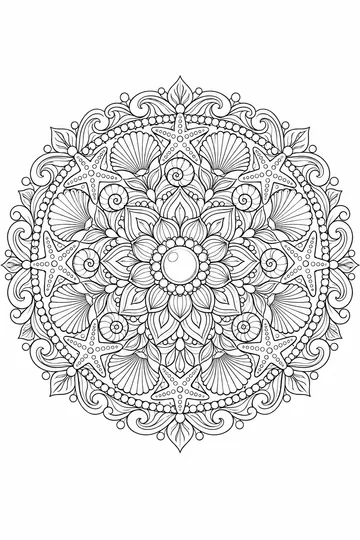 Seashell Mandala coloring page