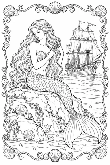 Vintage Mermaid coloring page