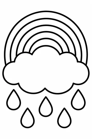 Cloud and Rainbow coloring page