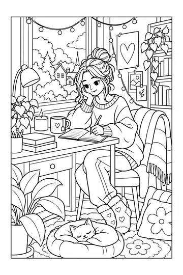 Journal Time coloring page