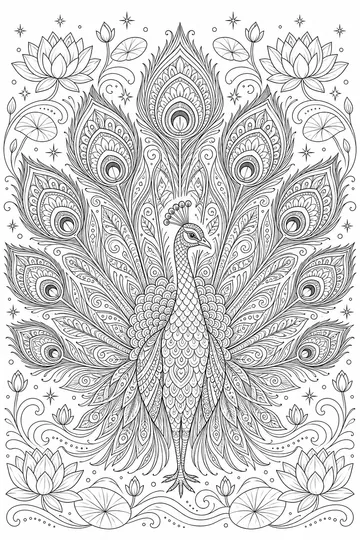 Peacock Feathers Zentangle coloring page