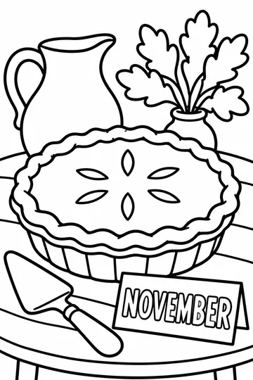 Pie on the Table coloring page