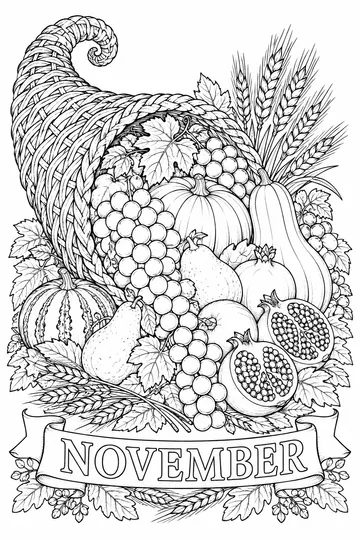 Harvest Cornucopia coloring page