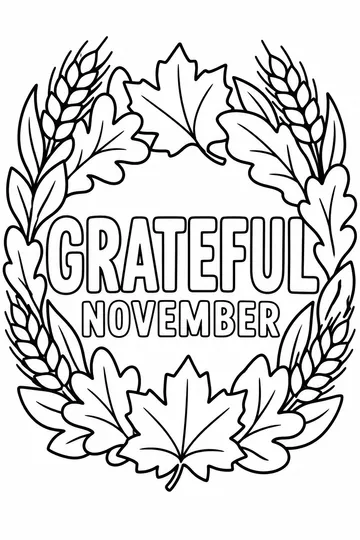 Thankful Wreath coloring page