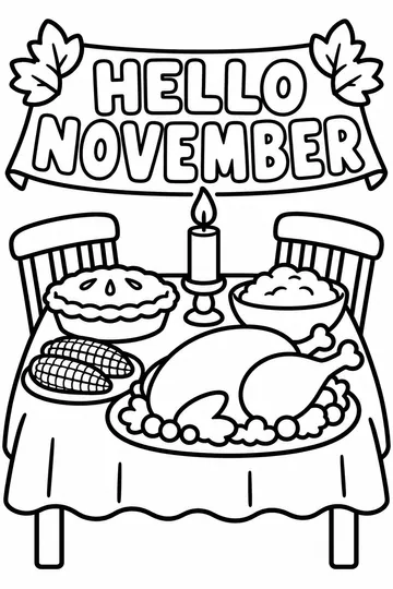 Thanksgiving Dinner coloring page