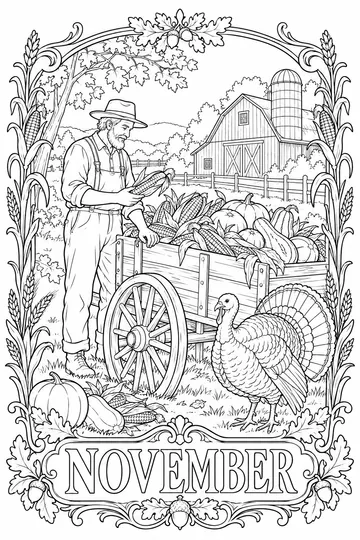 Vintage Harvest coloring page