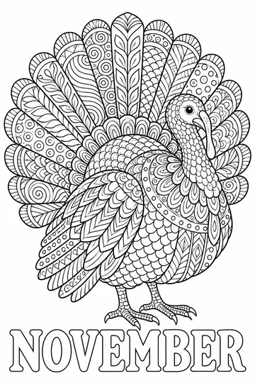 Zentangle Turkey coloring page