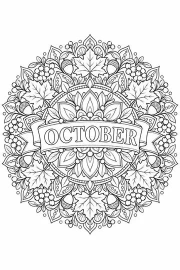 Autumn Leaf Mandala coloring page
