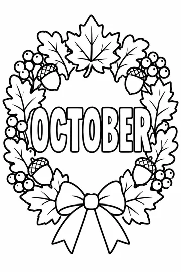 Autumn Leaf Wreath coloring page