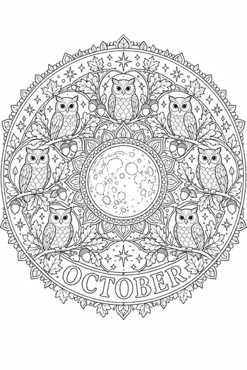 Harvest Moon Mandala coloring page