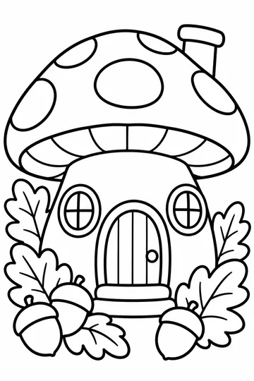 Mushroom Cottage coloring page