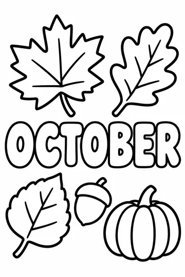 October Letters coloring page