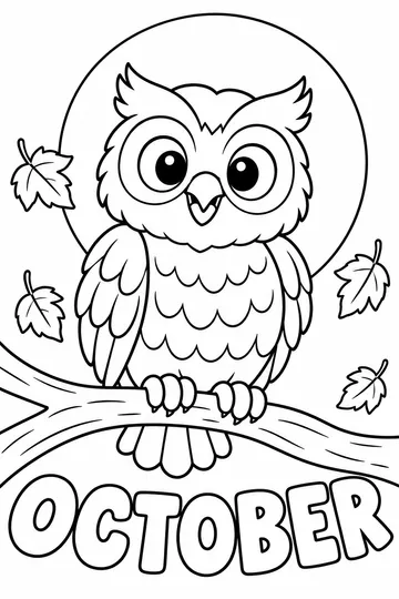 Owl and Harvest Moon coloring page