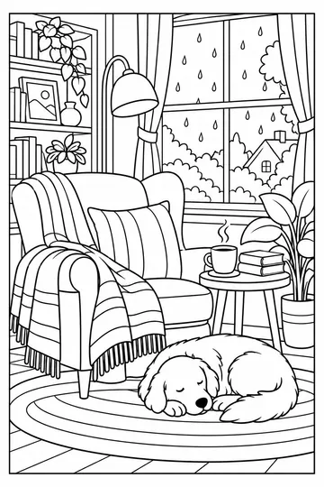 Rainy October Afternoon coloring page