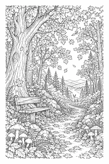 October Forest Path coloring page