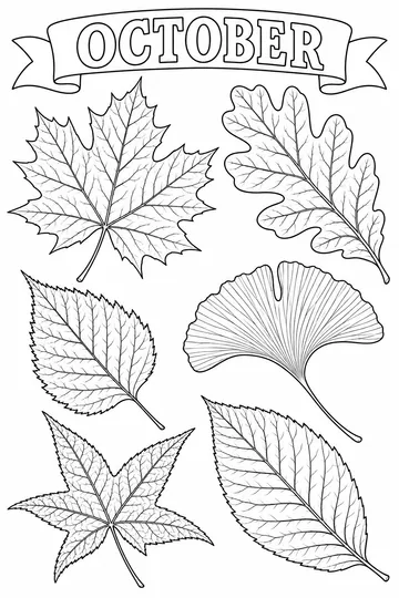 Autumn Leaves Study coloring page