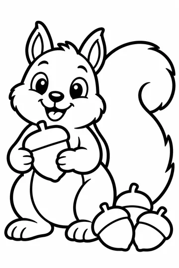 Squirrel and Acorns coloring page