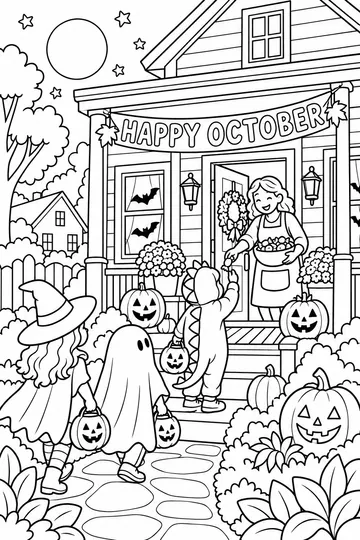 Trick or Treat Night coloring page