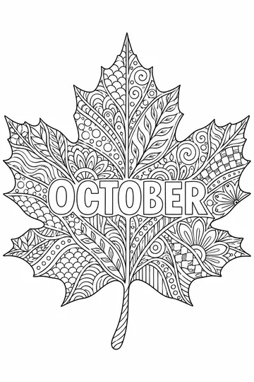 Zentangle Leaf coloring page