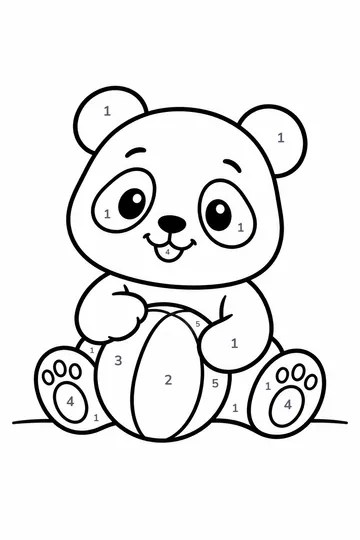 Panda with a Ball color by number