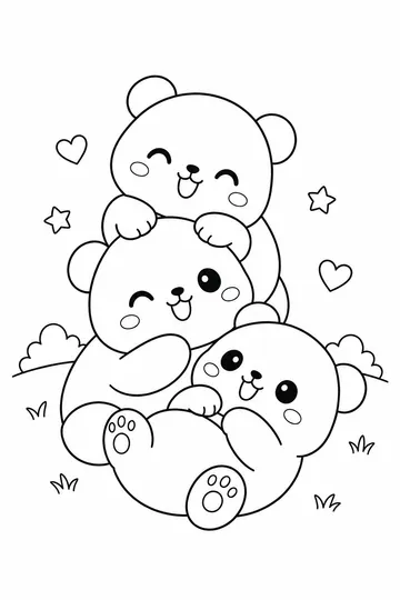 Panda Bears Together coloring page