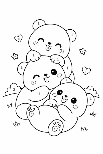 Panda Bears Together color by number